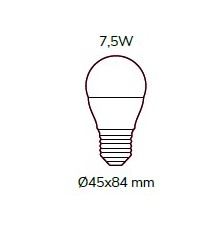 G45 LED BULB 7,5W. Osram LED  6500K E27