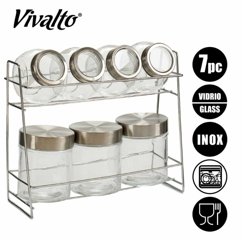 SET 7 TARROS CRISTAL SOPORT METAL BALDAS