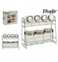 SET 7 TARROS CRISTAL SOPORT METAL BALDAS