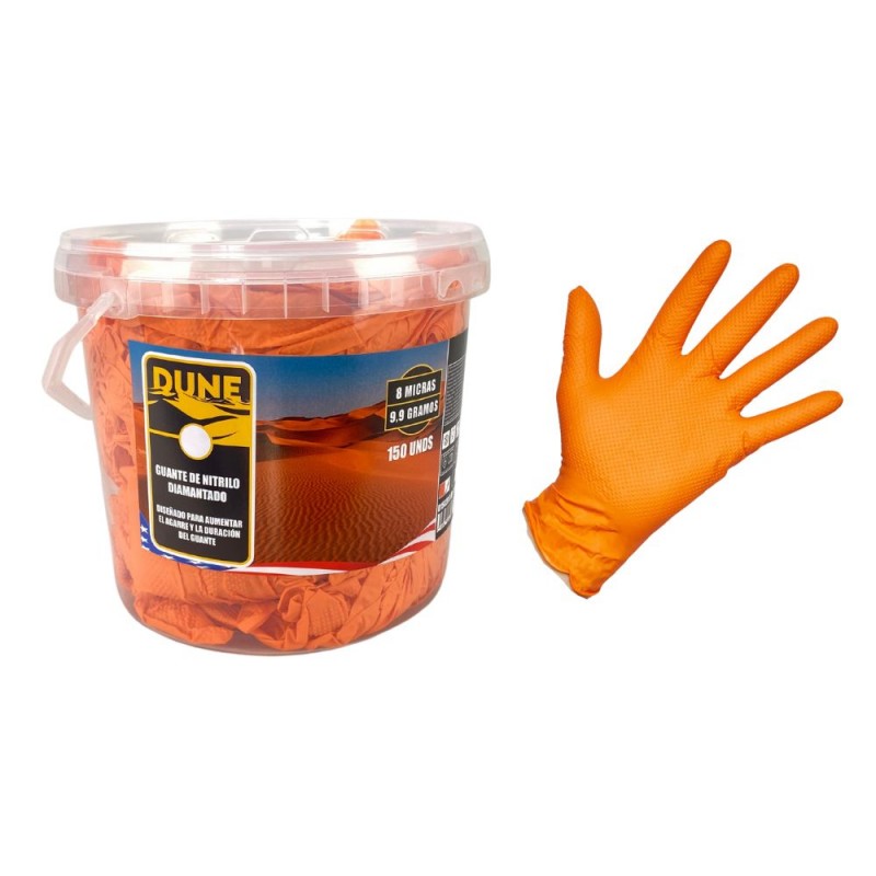 CUBO GUANTE NITRILO NARANJA DUNE T  L (9) 150UDS